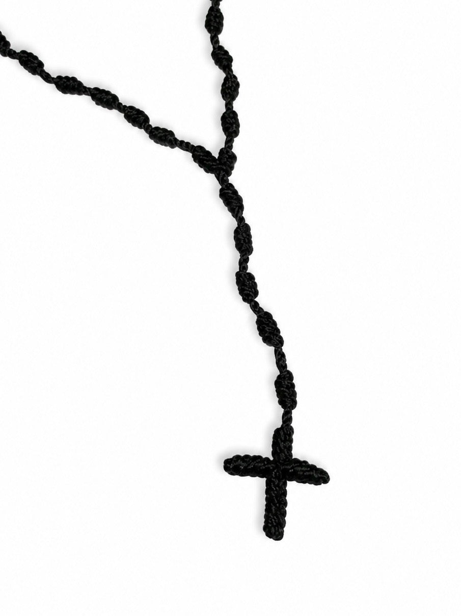 HANDMADE BLACK CROSS ROSARY