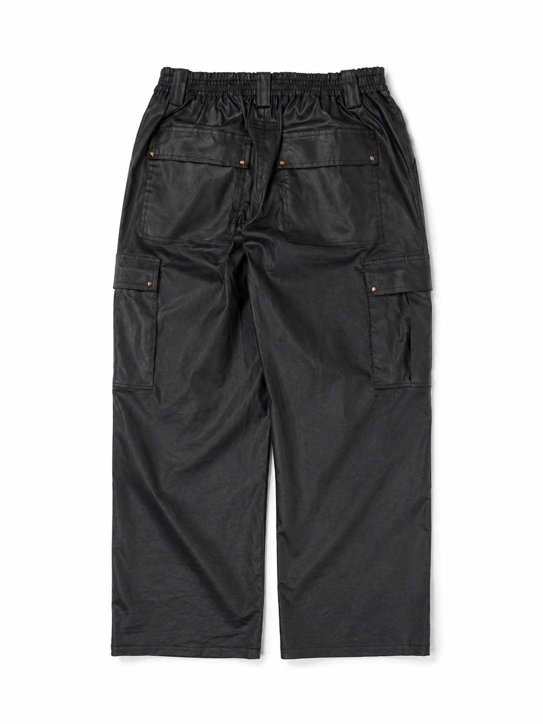 WAXED BLACK CARGO PANTS