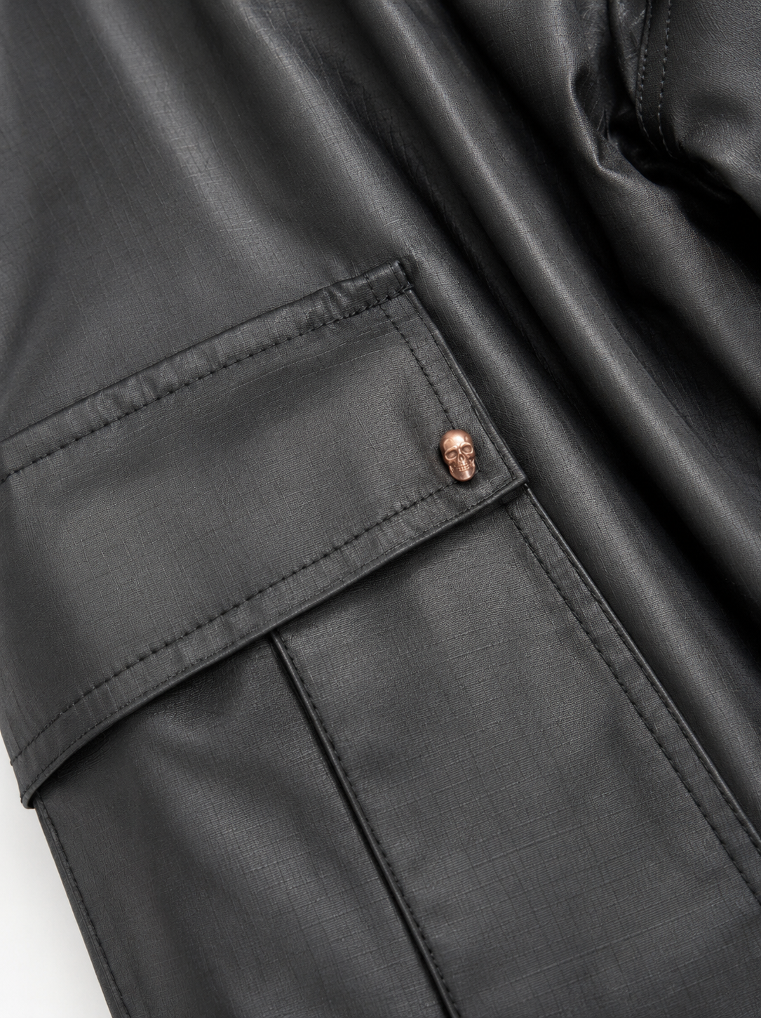 WAXED BLACK CARGO PANTS