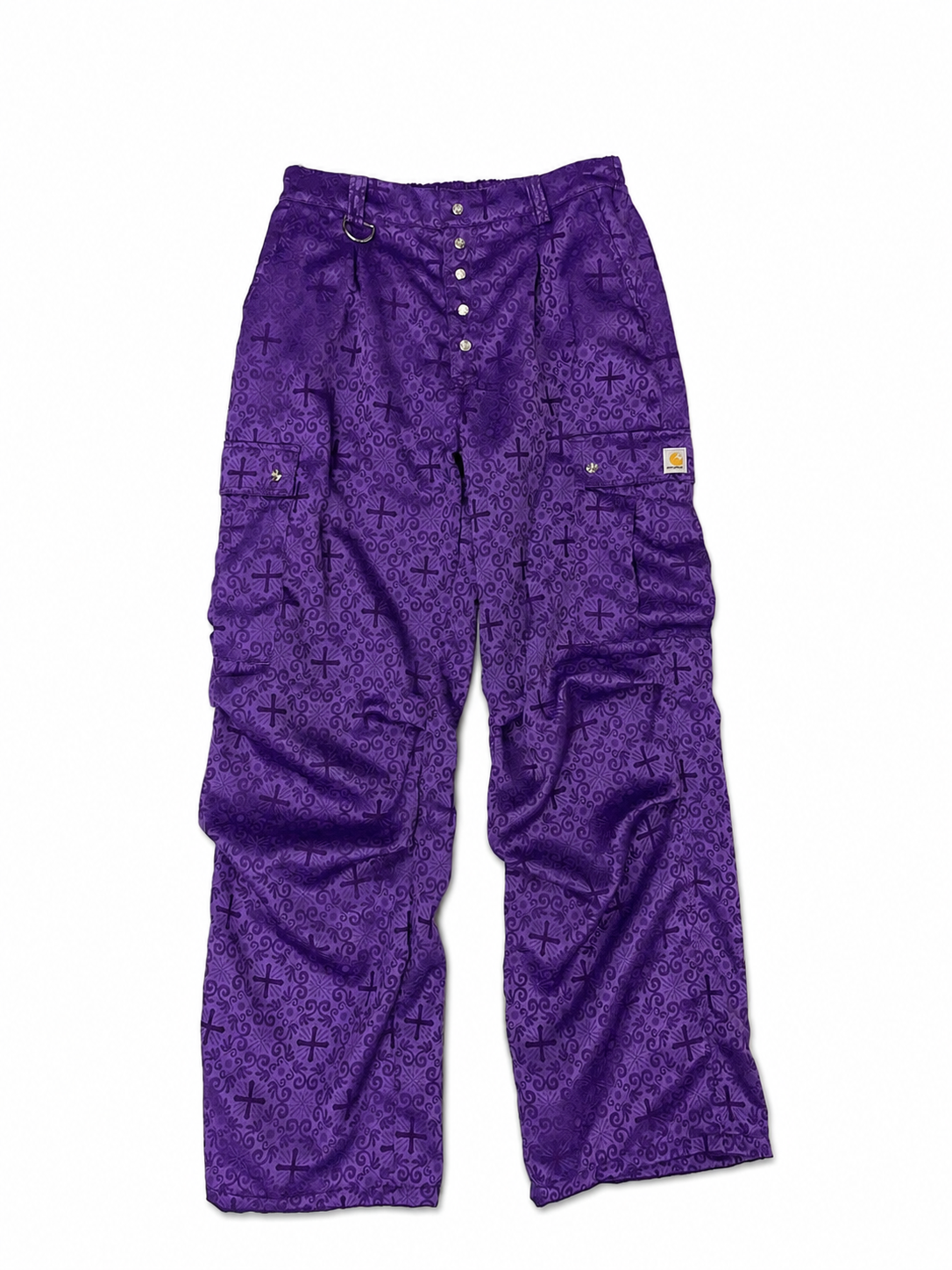CROSS JACQUARDS PURPLE CARGO PANTS