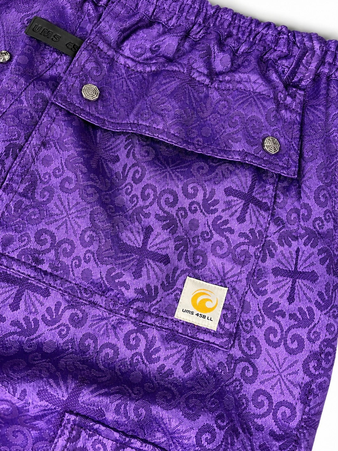 CROSS JACQUARD PURPLE CARGO SHORTS