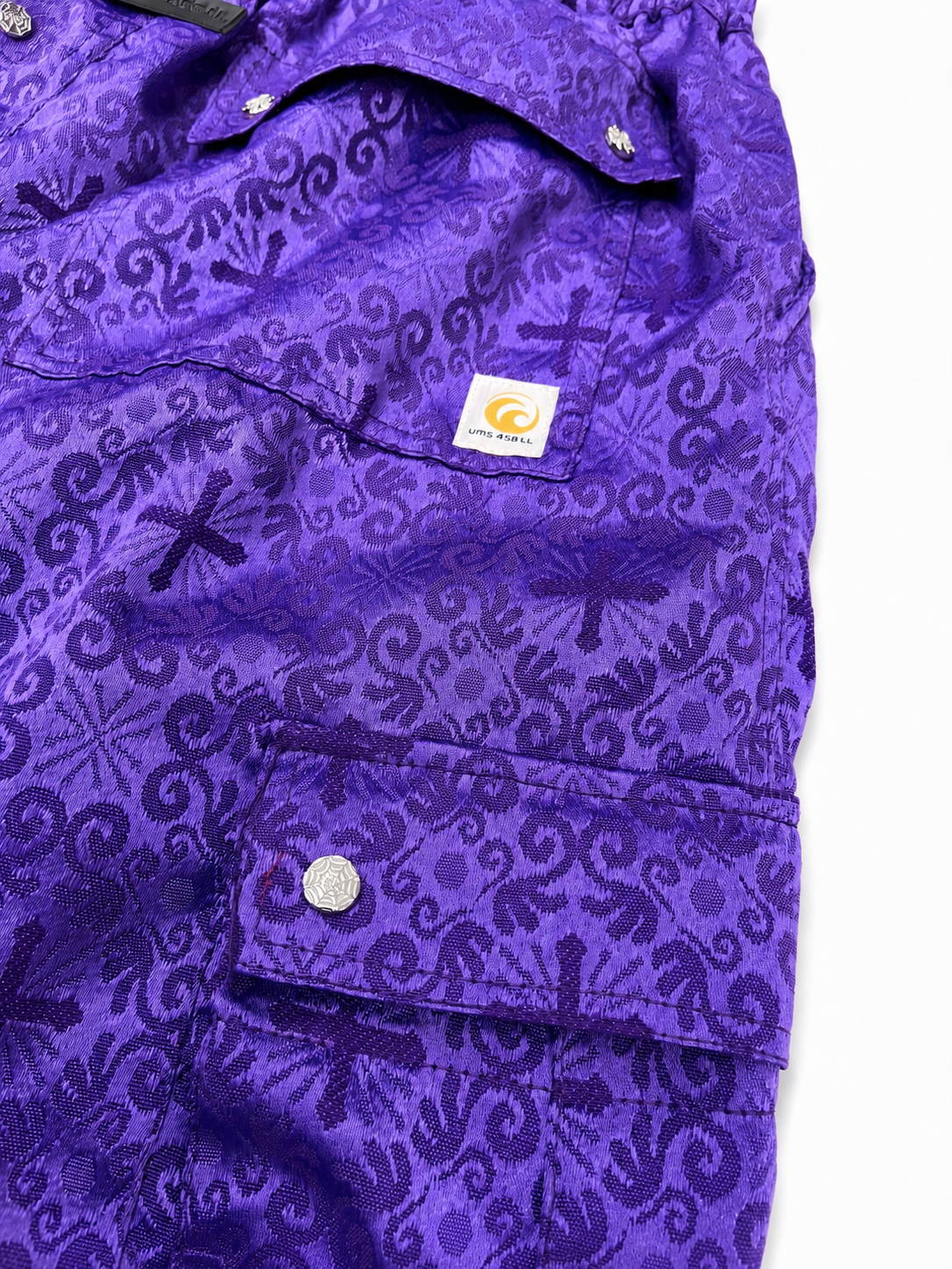 CROSS JACQUARDS PURPLE CARGO PANTS