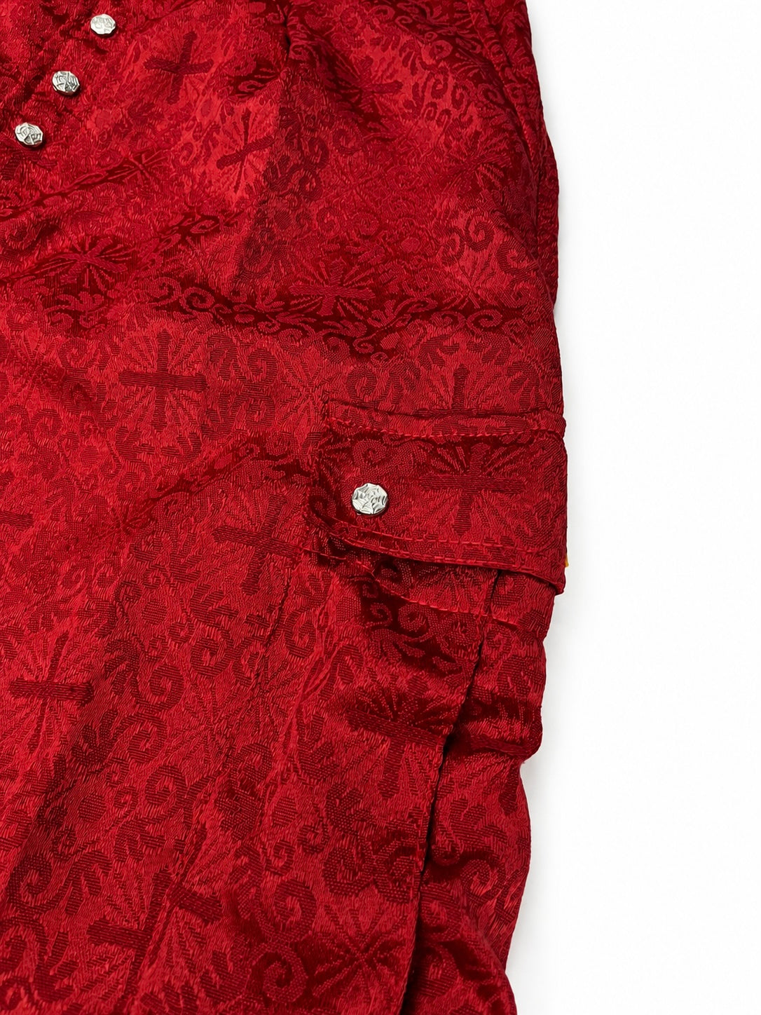 CROSS JACQUARD RED CARGO SHORTS