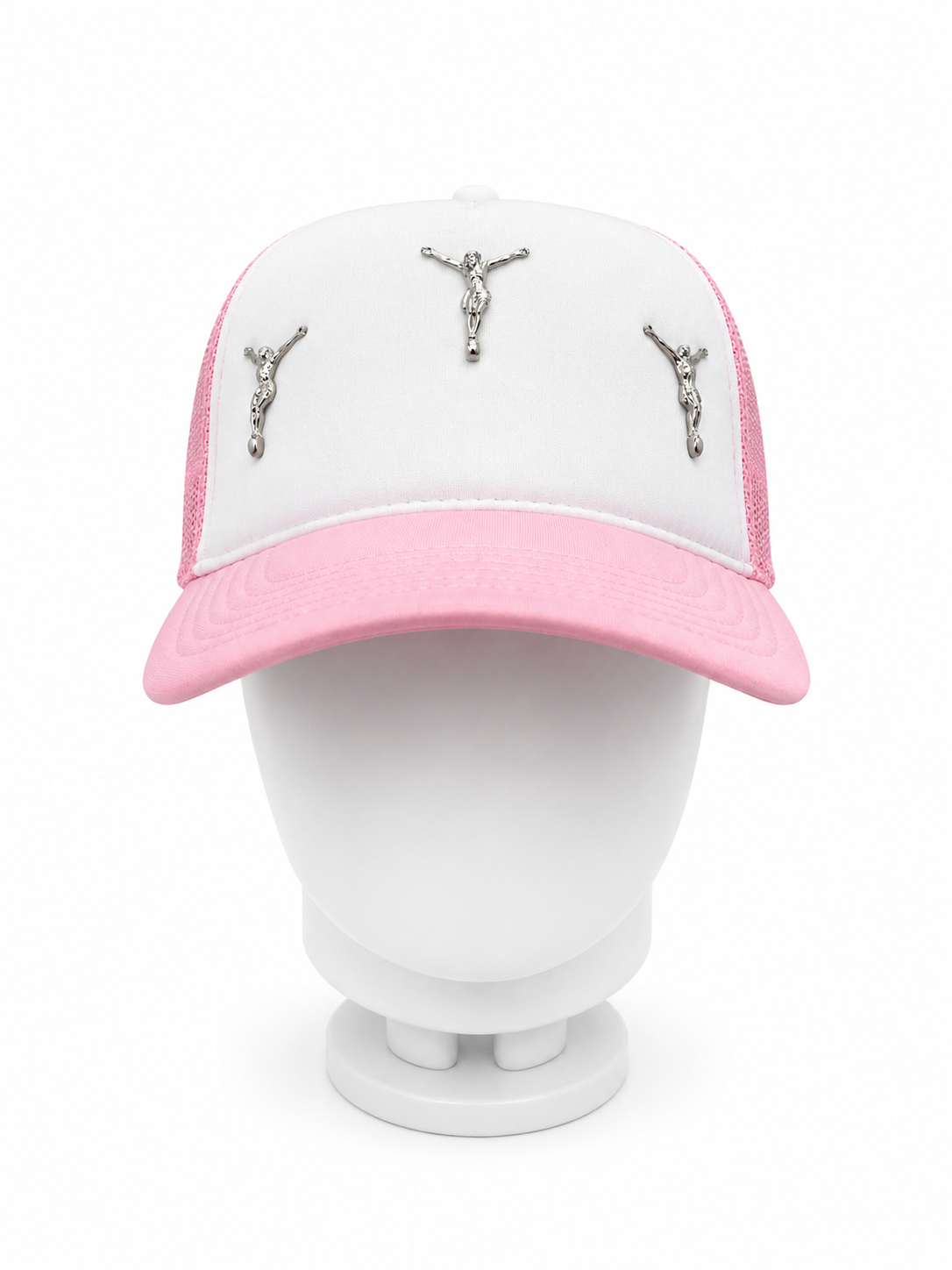 CRUCIFIX PINK TRUCKER CAP