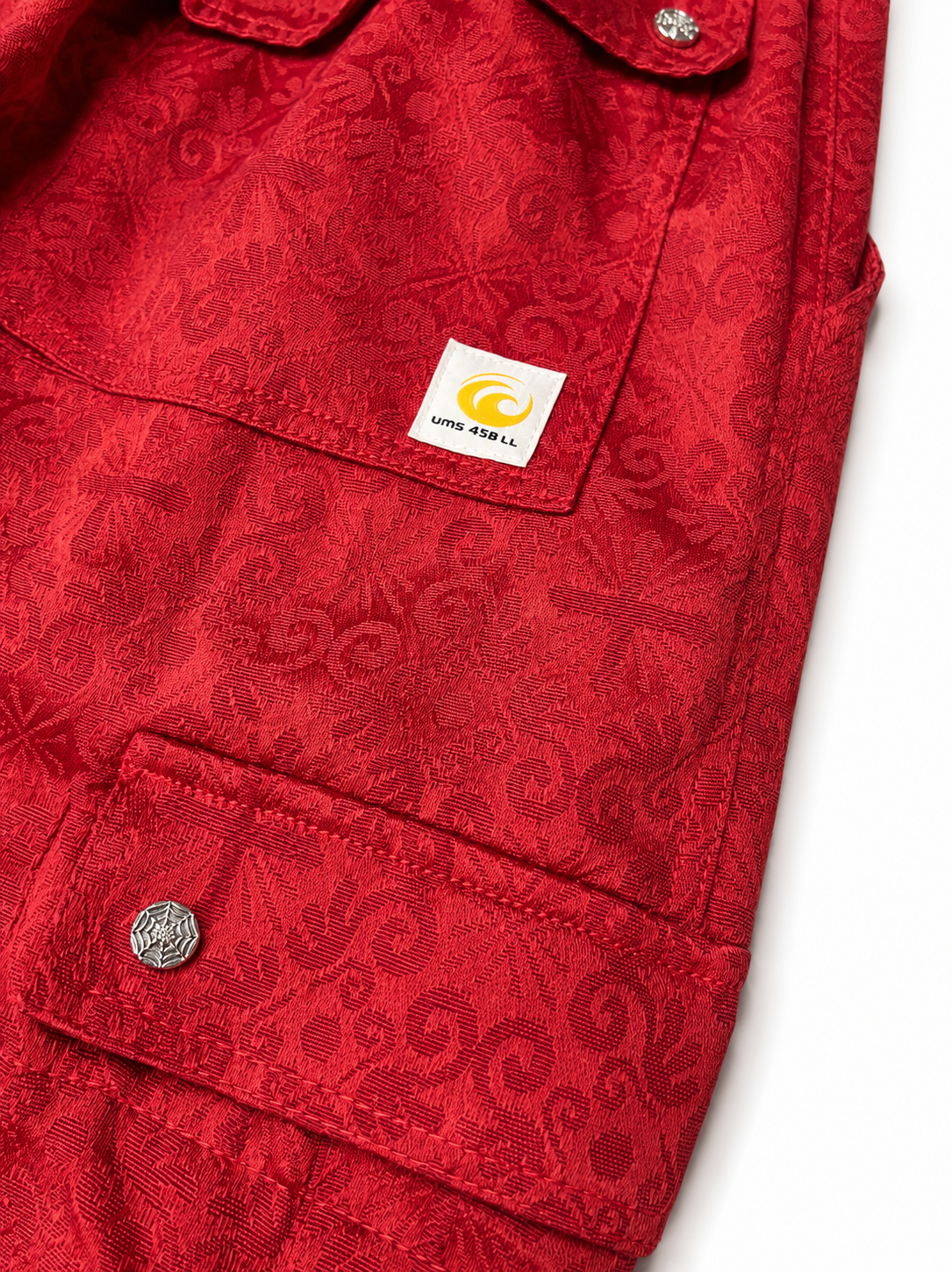 CROSS JACQUARD RED CARGO PANTS
