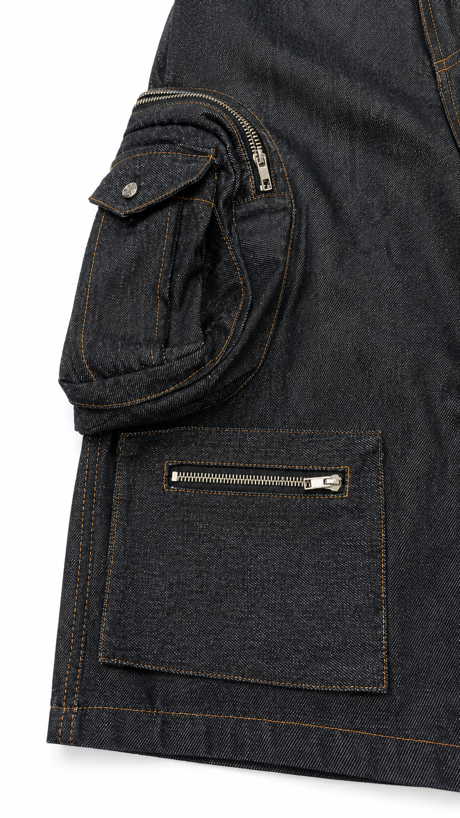 DENIM MULTI-POCKET CARGO SHORTS