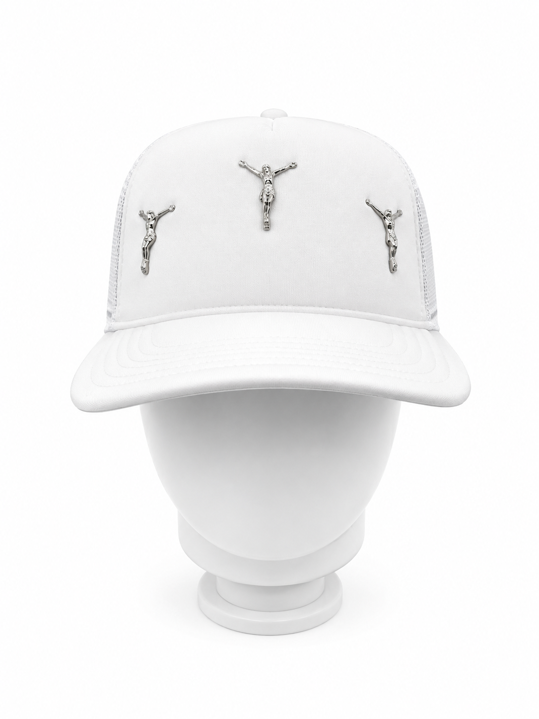 CRUCIFIX WHITE TRUCKER CAP