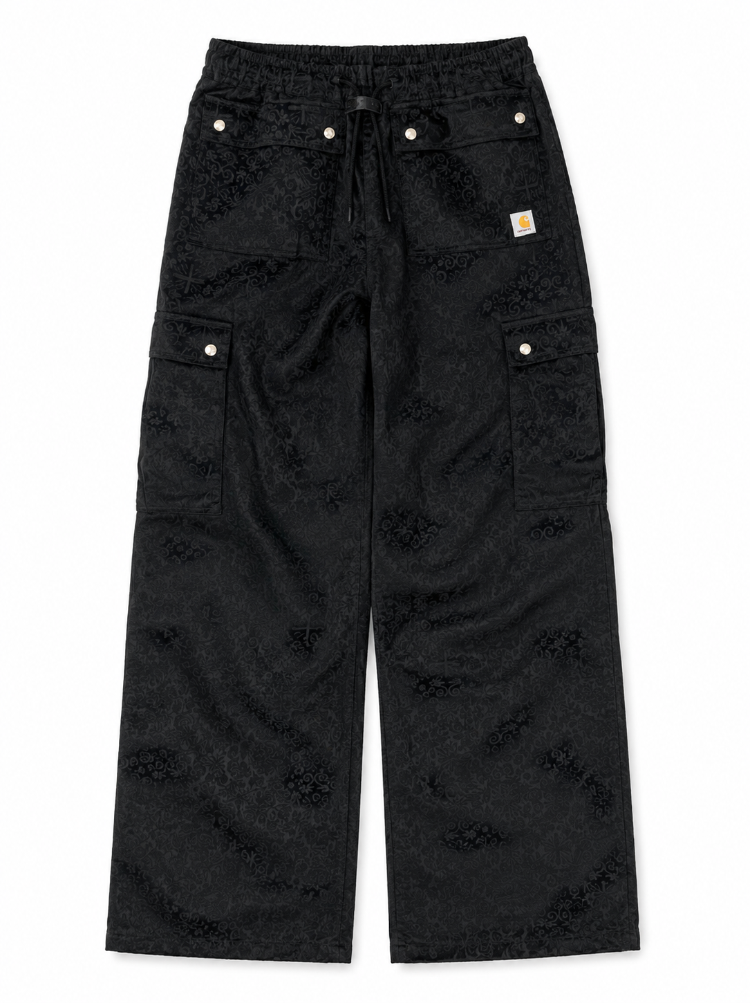 CROSS JACQUARD BLACK CARGO PANTS
