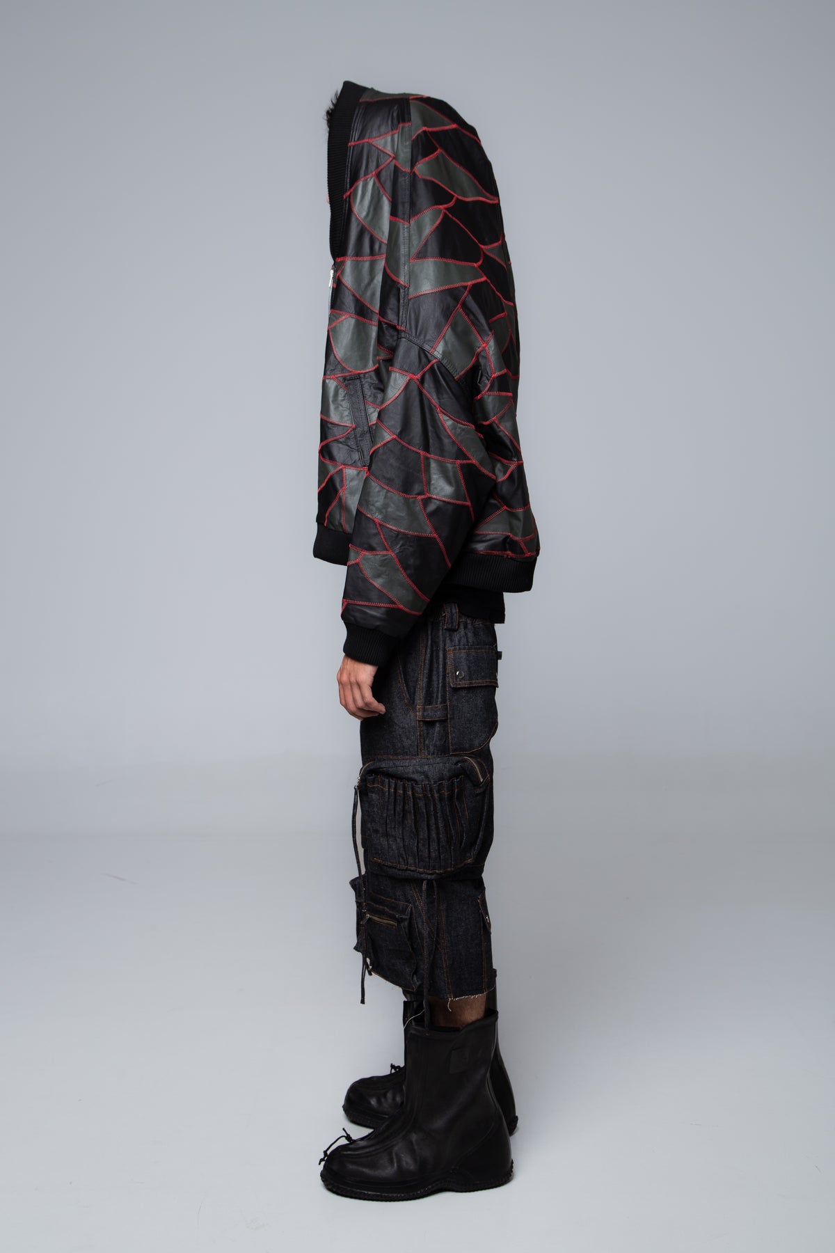 REVERSIBLE PATCH WORK LEATHER BOMBER JACKET