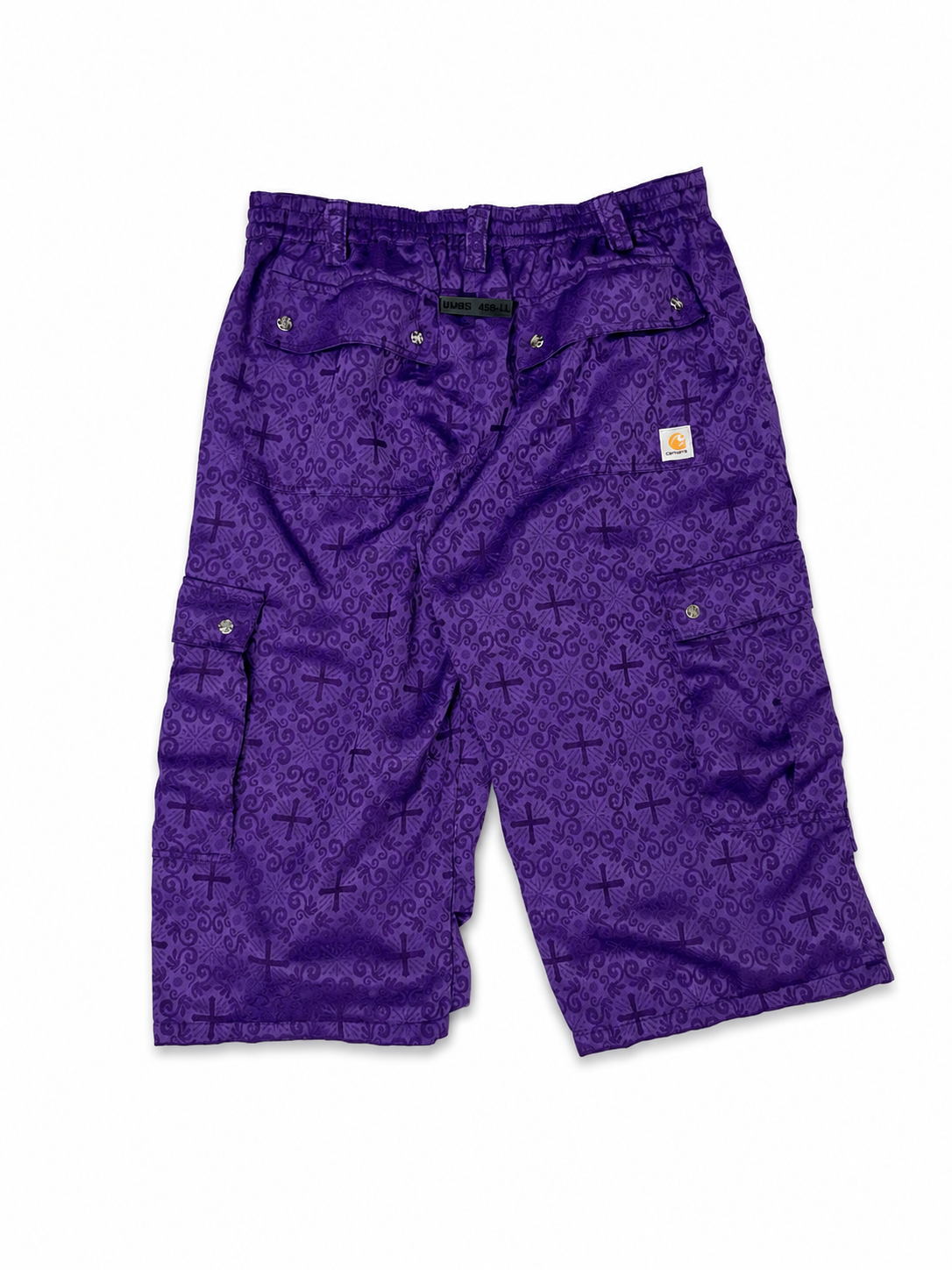CROSS JACQUARD PURPLE CARGO SHORTS
