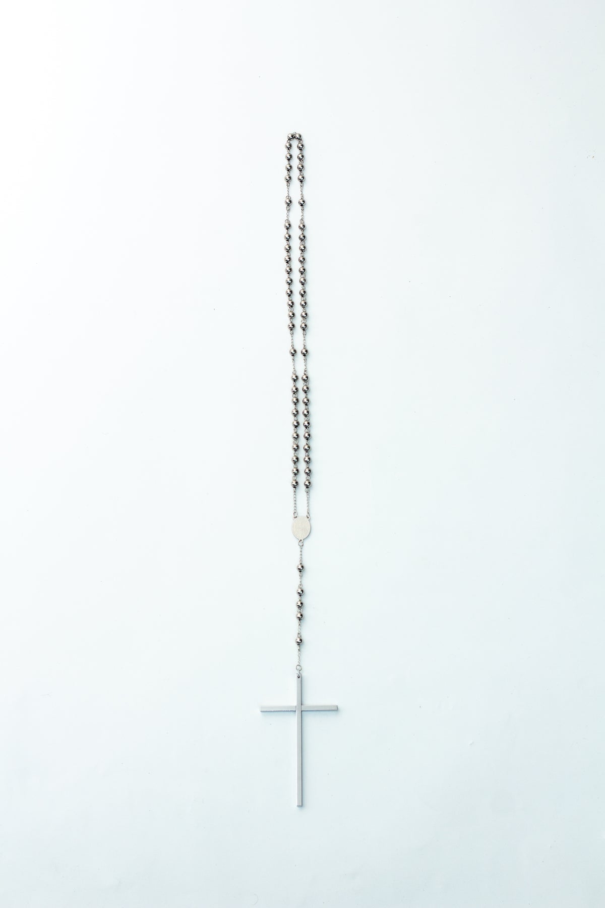 BIG METAL CROSS WITH STEEL ROSARY
