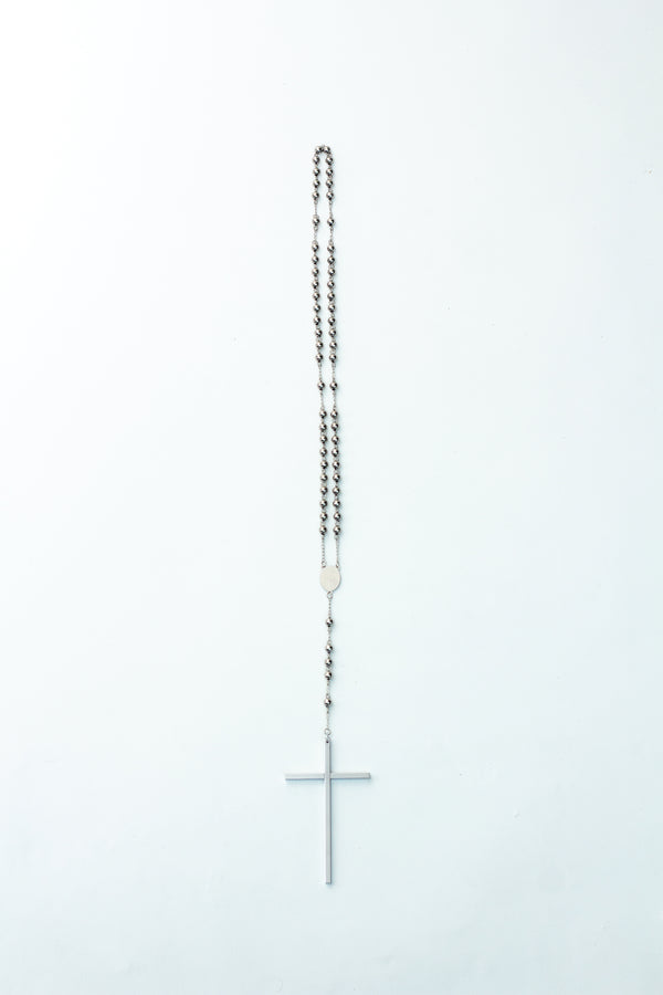 BIG METAL CROSS WITH STEEL ROSARY