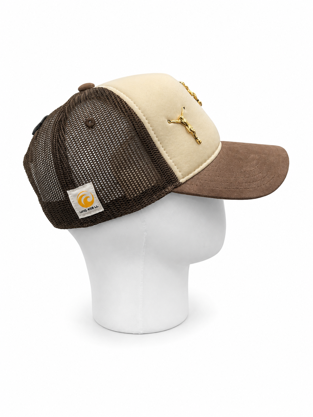 CRUCIFIX BROWN TRUCKER CAP