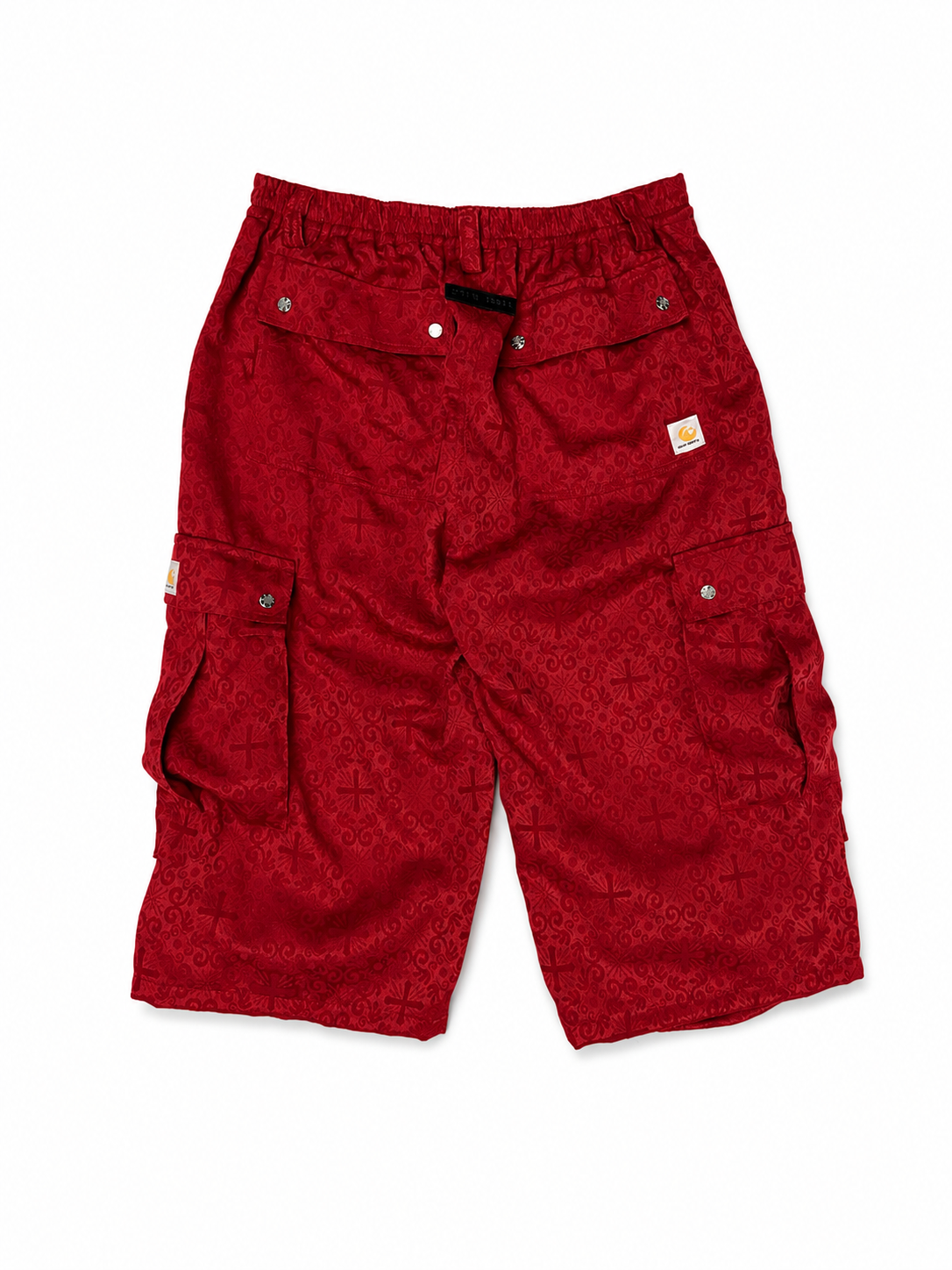 CROSS JACQUARD RED CARGO SHORTS