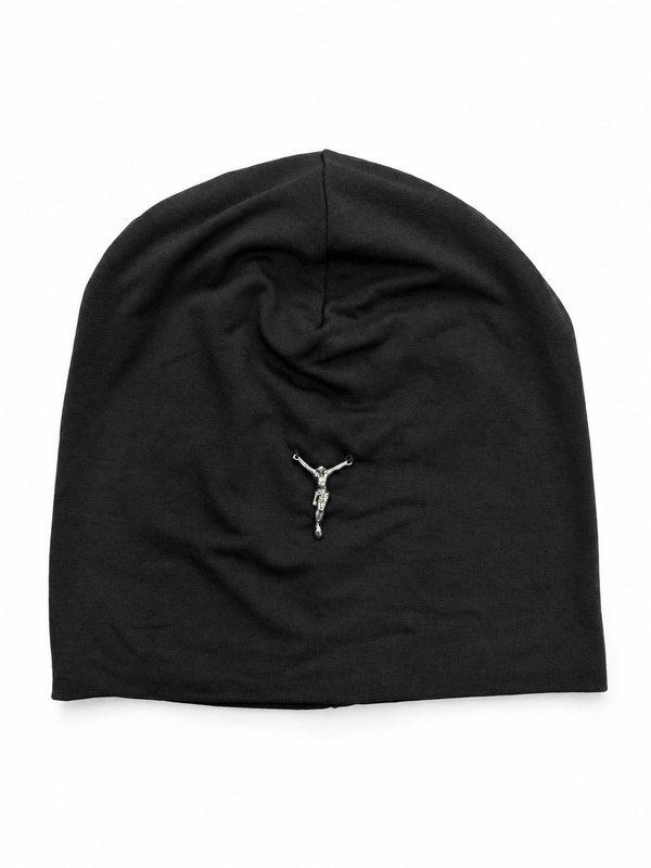 CRUCIFIX BLACK BEANIE