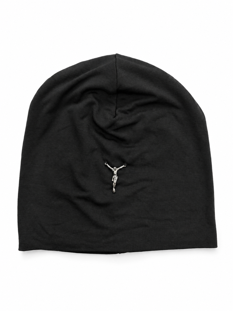CRUCIFIX BLACK BEANIE