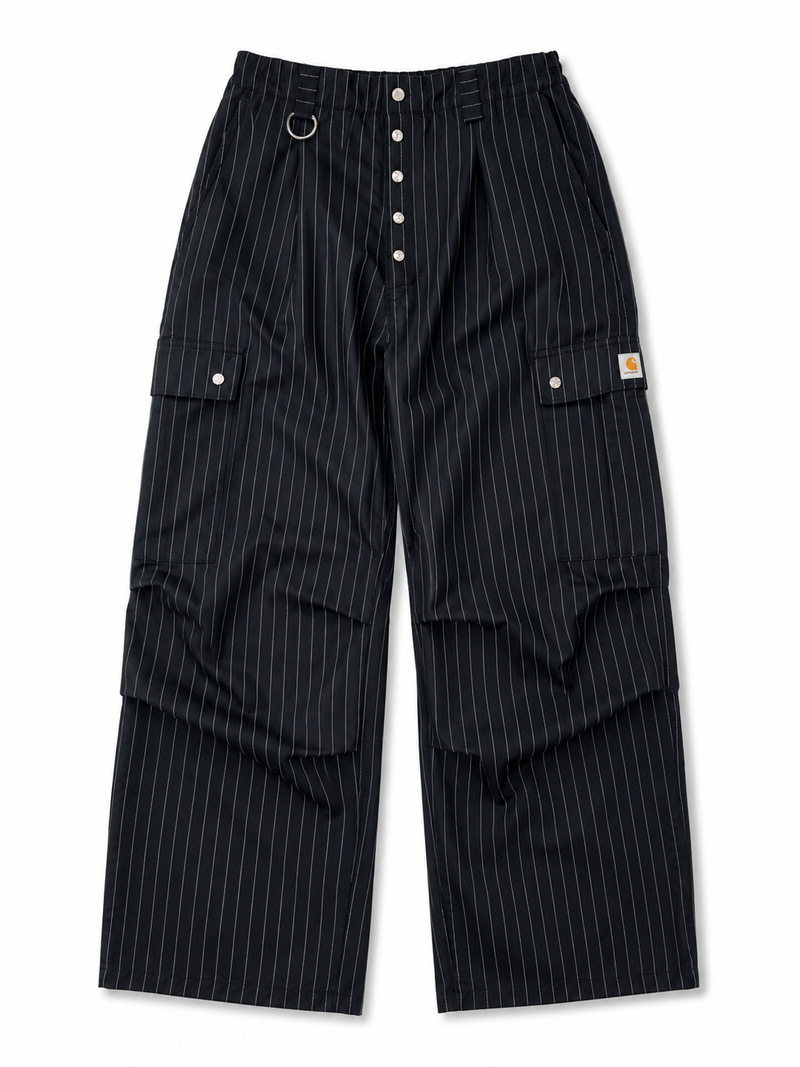 PINSTRIPE BLACK CARGO PANTS