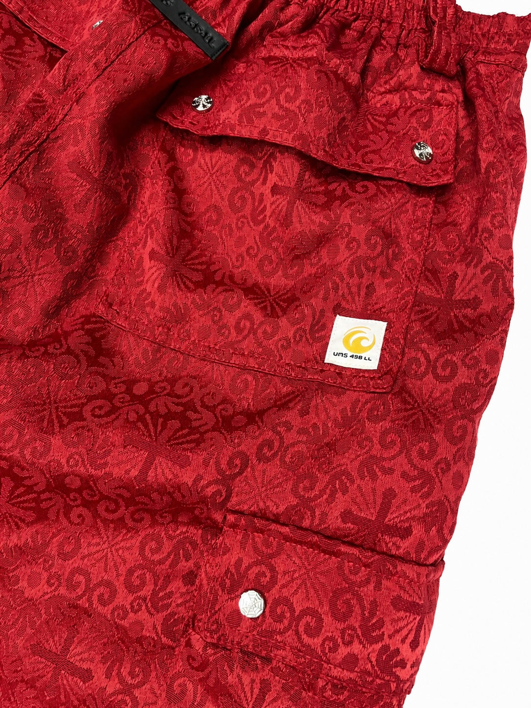 CROSS JACQUARD RED CARGO SHORTS