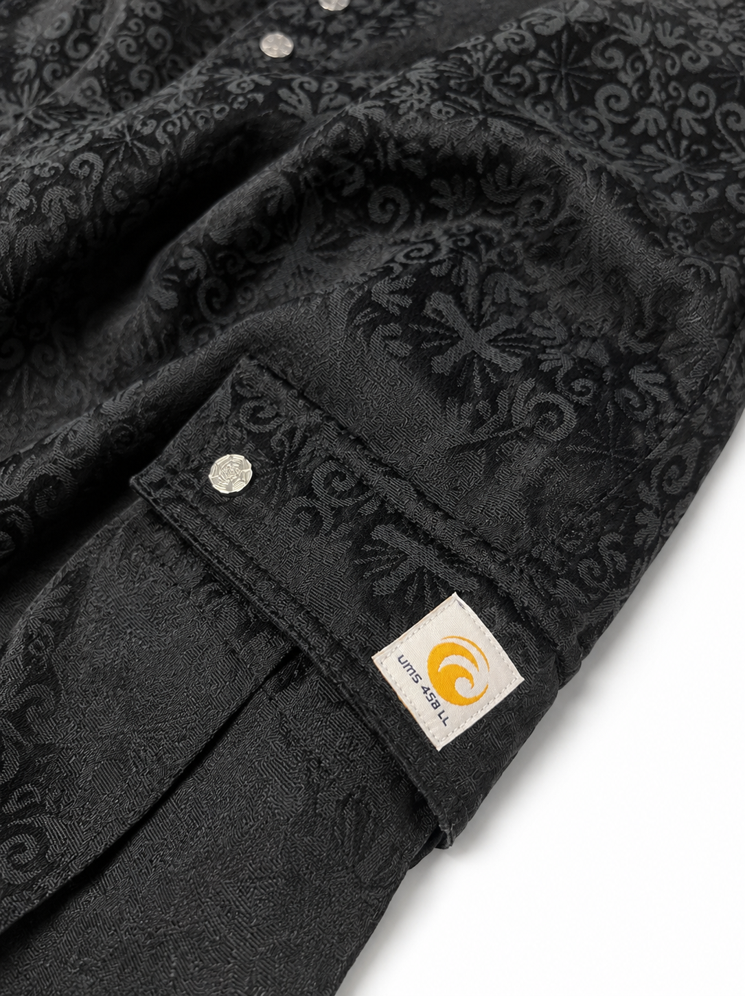 CROSS JACQUARD BLACK CARGO PANTS