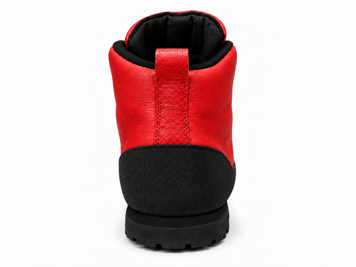 RED HIKING BOOTS
