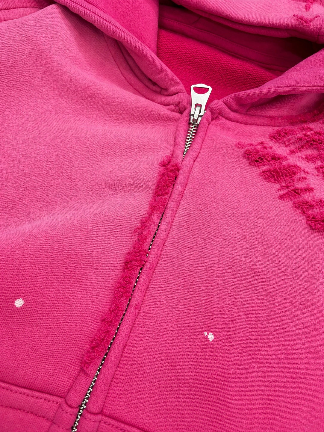 PINK DESTROYED DOUBLE-ZIP HOODIE