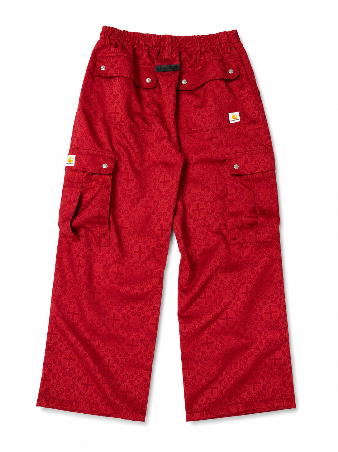 CROSS JACQUARD RED CARGO PANTS