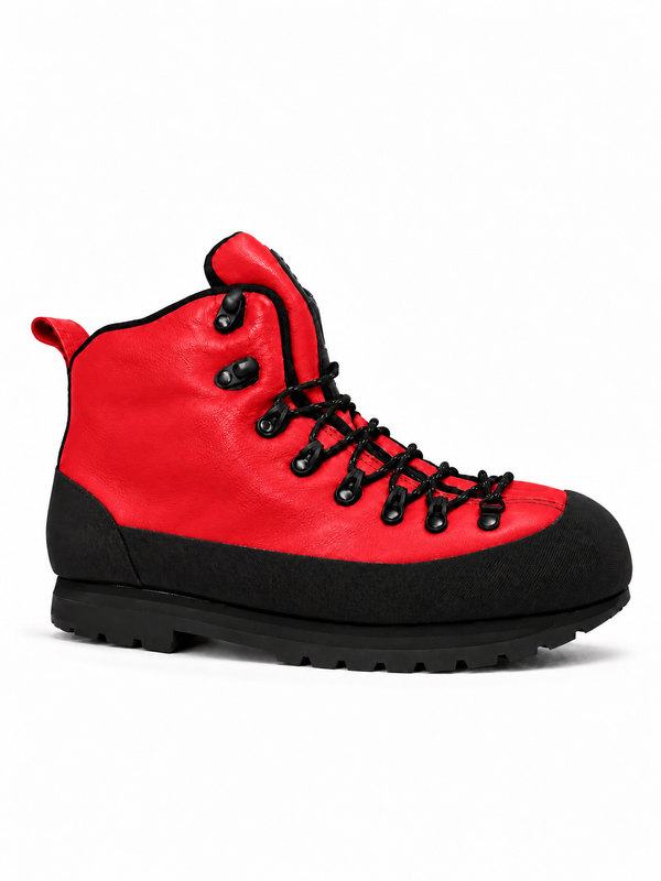 RED HIKING BOOTS