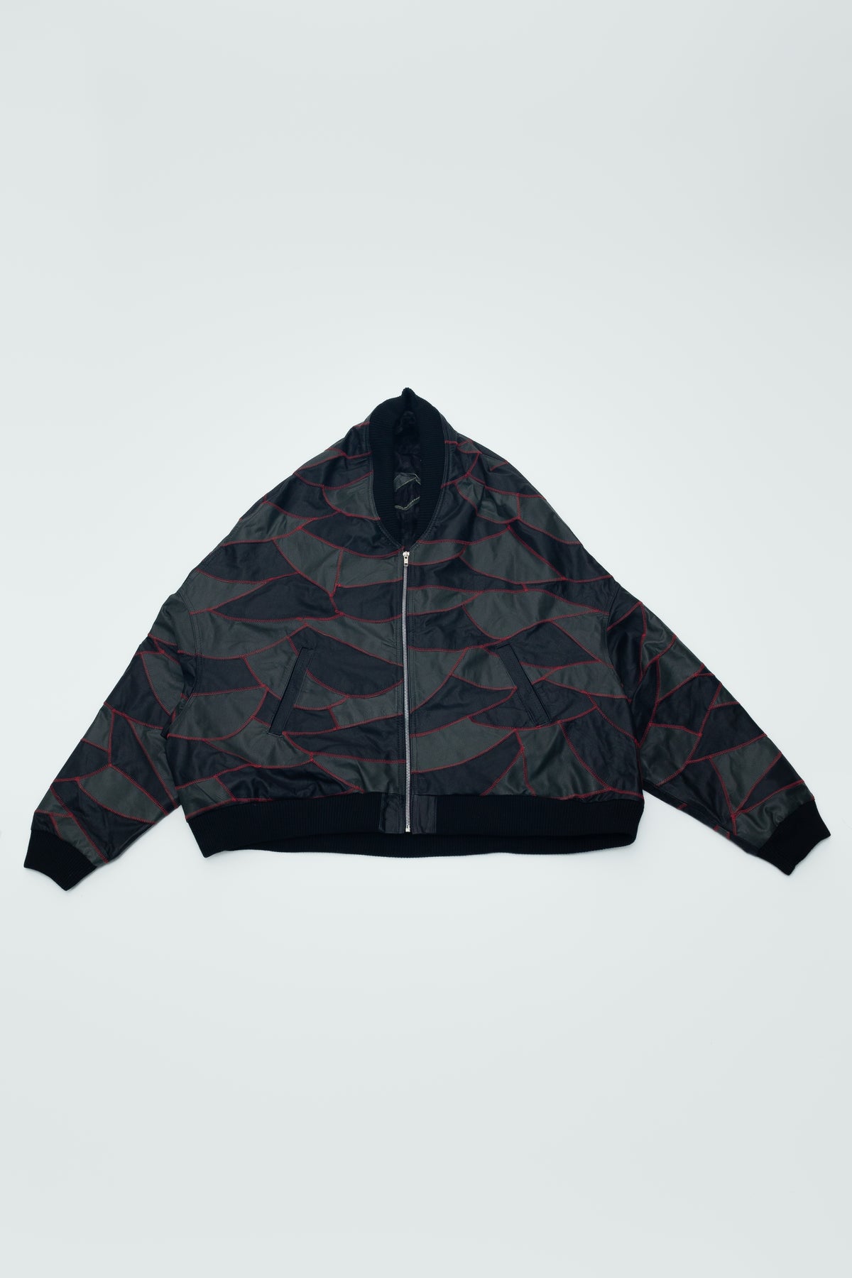 REVERSIBLE PATCH WORK LEATHER BOMBER JACKET