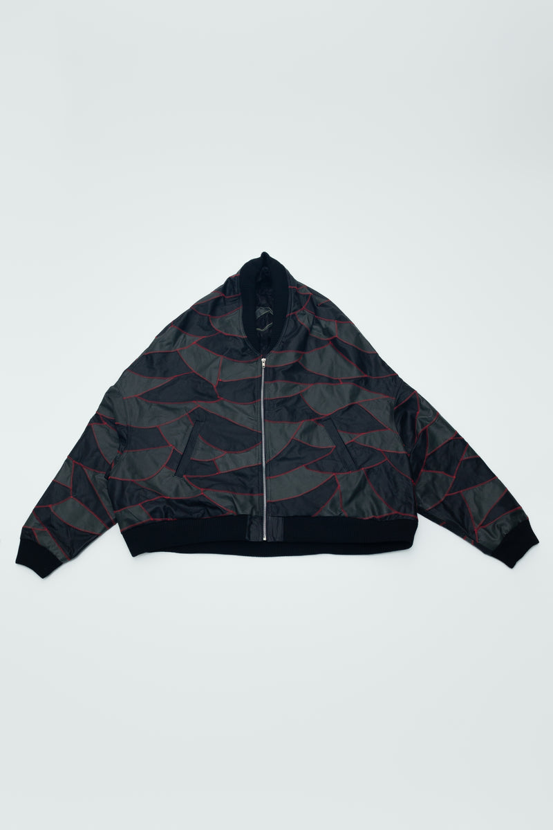 REVERSIBLE PATCH WORK LEATHER BOMBER JACKET